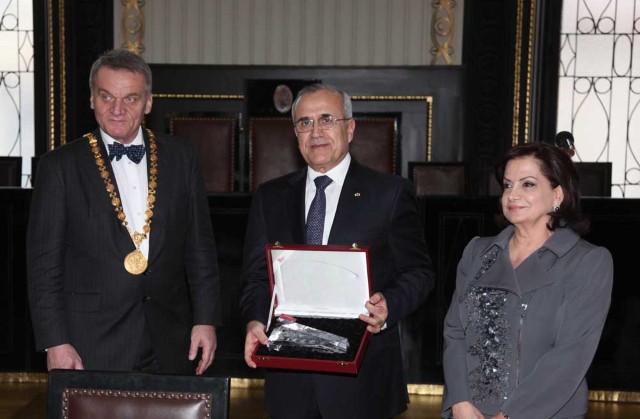 President Sleiman with Mrs. Wafaa Sleiman and Mayor of Prague Bohuslav Svoboda