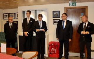 Czech Ambassador L. Sečka and Slovak Ambassador L. Rehák during the launch of the Velvet Dinner at the Oxford University      Ambassador L. Sečka speaks to the students in Oxford      Ambassador Libor Sečka with his wife Sabrina Sečková at the Velvet Dinner in Oxford, 19 November 2016 