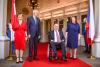 Prezident České republiky Miloš Zeman s manželkou Ivanou Zemanovou a prezident Rakouska Van der Bellen s manželkou Doris Schmidauer.