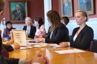  Some of the Icelandic hosts from Alþingi during meeting with the Czech MPs. First from the right: Unnur Brá Konráðsdóttir, chair of the General Affairs and Education Committee.  