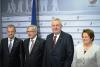 Miloš Zeman, Laimdota Straujuma, Donald Tusk, Jean-Claude Juncker (foto Hana Brožková-archiv KPR)