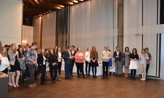 Czech and Slovak students in the UK at the start of the gala evening at the Slovak Embassy
