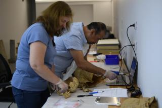 ​Sample taking in the Archeological Institute in Tirana.