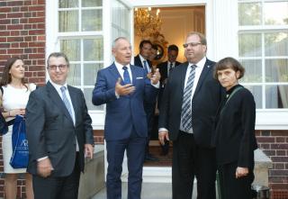 Regional Council president M. Novák, Ambassador L. Sečka and Chairman of the Czech-British Chamber of Commerce launch the garden party