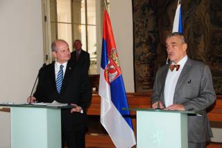 Ministr Karel Schwarzenberg a ministr zahraničí Srbska Ivan Mrkić
