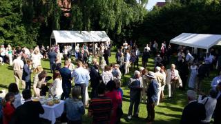 The reception in the renovated garden of the embassy residence was attended by 250 guests 