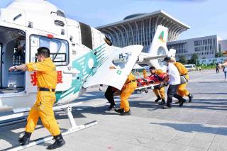 Training of emergency situation included helicopter drills