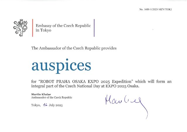 Auspices for "ROBOT PRAHA OSAKA EXPO 2025 Expedition"