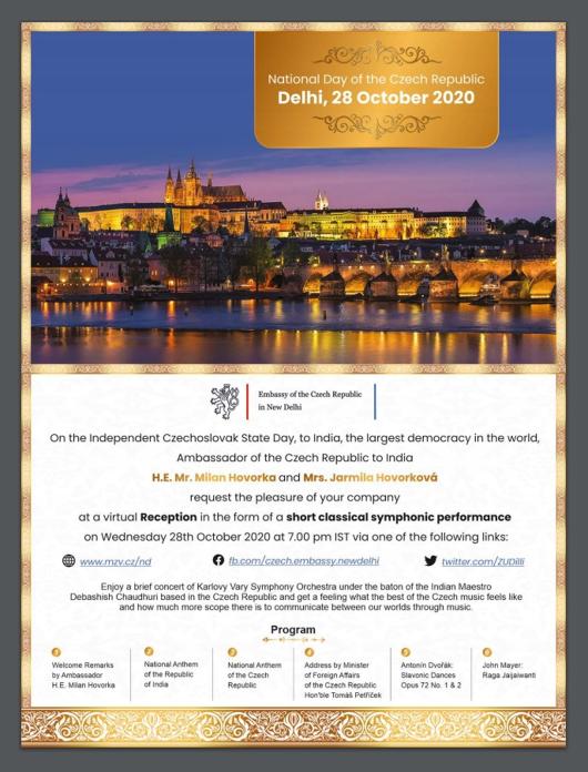 Invitation to the Czech National Day Virtual Reception 2020