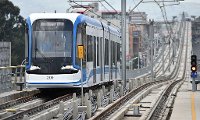 Chinese funded tram system under test in Addis Ababa Ethiopia.