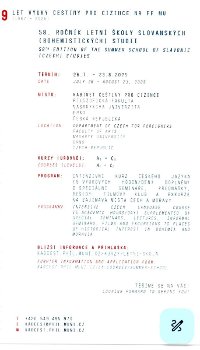 Summer School of Slavonic (Czech) Studies 2025