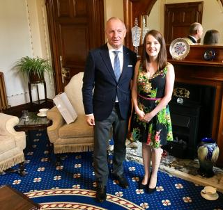 Ambassador Sečka with the Lord Mayor Nuala McAllister at the Belfast City Hall 