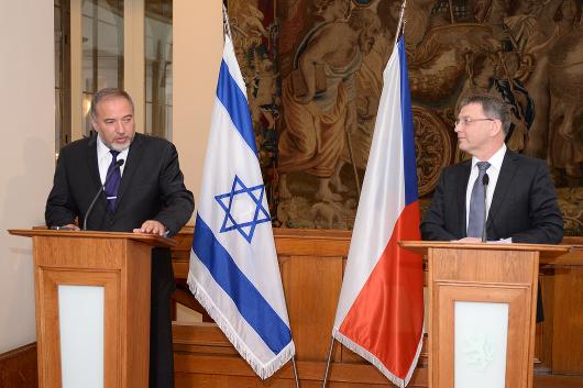 Tisková konference ministra Zaorálka s ministrem zahraničí Státu Izraele Avigdorem Libermanem