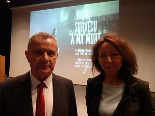 Předseda Amicale de Mauthausen Daniel Simon a velvyslankyně paní Marie Chatardová.