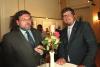 Dr. Vařeka (left), representing one of the universities standing behind the exhibition, with Mr. Preclík, political counsellor of the embassy. 