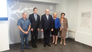 Czech Minister of Culture Daniel Herman with Estonian Deputy Minister of Culture Anne-Ly Reimaa, chairwoman of Estonian Jewish community Alla Jakobson and Ambassador of the Czech Republic in Estonia Richard Kadlčák