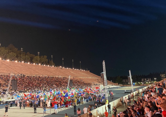 Delegations of young roboticists from 193 countries at historic Olympic Stadium of Athens