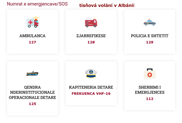 tísnové volání v Albánii
