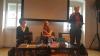 Literary evening. T. Jamnik is interpreting the ongoing discussion. 