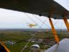 The plane with a colonel on the starboard side. Below us is Duxford Airfield