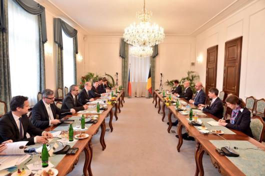 Prime Minister Bohuslav Sobotka meets Charles Michel, the Prime Minister of the Kingdom of Belgium