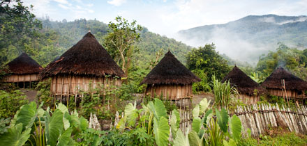 Papua Nová Guinea horská vesnice