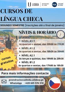 Cursos de língue checa no segundo semestre