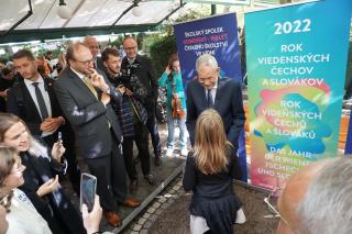 Rakouský prezident Alexander van der Bellen na oslavě 150 let školy J. A. Komenského