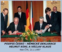 Podpis Česko - německé deklarace: Helmut Kohl a Václav Klaus 21.1.1997, foto ČTK