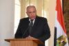Ministr zahraničních věcí Egypta Sámeh Šukrí na tiskové konferenci