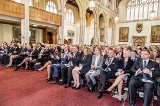 Ambassador L. Sečka with his wife, Director J. Forejt and on the left minister J. Dientsbier and K. Schwarzenberg