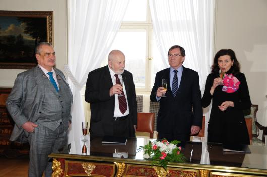 Ministr Karel Schwarzenberg, František Janouch, Jean-Claude Mignon, Marta Smolíková