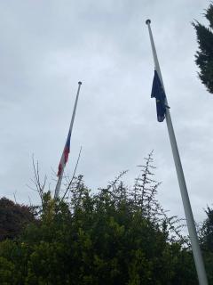 Flags lowered to half mast