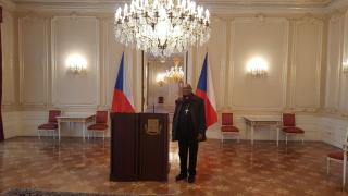 Cardinal Onaiyekan in the Office of the President of the Czech Republic in Prague Castle.