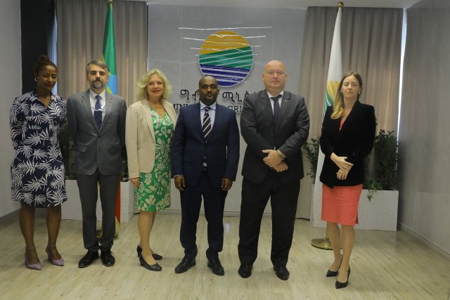 from a joint photo opportunity at the Ministry of Agriculture of Ethiopia