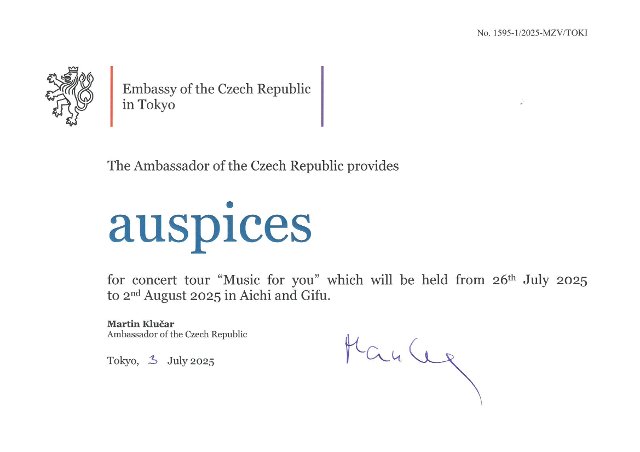 Záštita nad koncertním turné „Music for you“