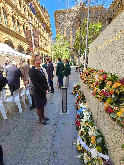 The Consul-General of the Czech Republic in Sydney Zuzana Slováková after placing a wreath at the  Cenotaph  memorial.