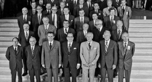 The Helsinki Final Act negotiators, the Foreign Ministers of the CSCE participating States, at the first Helsinki meeting in 1973. (OSCE)