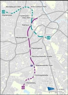 Plánované trasy linek U2 a U5 