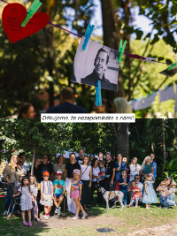 Společné foto účastníků setkání u lavičky Václava Havla v Lisabonu