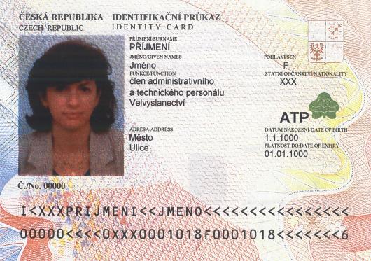 Identifikační průkaz s označením ATP