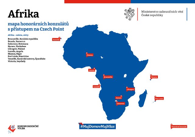 Mapa honorárních konzulátů v Africe