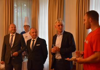 Deputy Ambassador Jan Brunner, Ambassador Libor Sečka, Chairman of the Czech Athletic Association Libor Varhaník and shot-putter Tomáš Staněk 