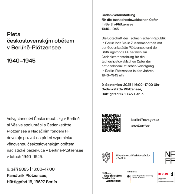 Einladung zum Gedenken an die tschechischen Opfer von Berlin-Plötzensee