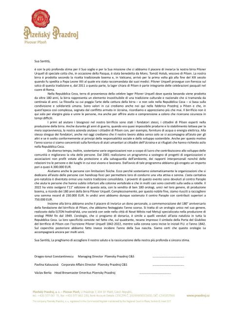 lettera per il Santo Padre 
