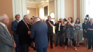 Minister of culture of the Czech Republic Mr Daniel Herman awards Mr Bert Kisjes the medal Artis Bohemiae Amicis