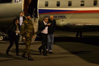   Minister Zaorálek and Petr Jašek after the landing in Czech Republic.   