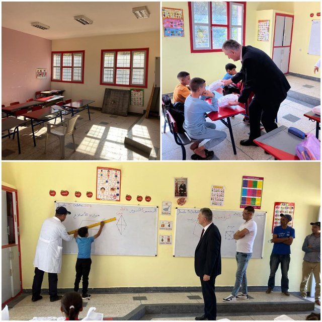 Monsieur l'Ambassadeur en visite à l'Ecole Ouabidallah après les travaux.