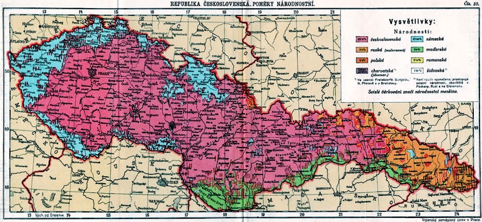 Mapa de Checoslovaquia (1918-1938)