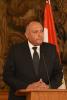 Ministr zahraničních věcí Egypta Sámeh Šukrí na tiskové konferenci